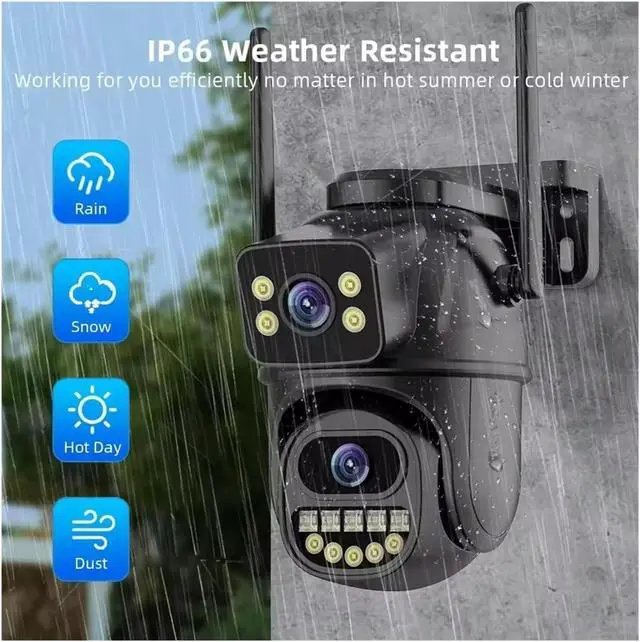 Alt view image 3 of 7 - 4K 8MP Dual Lens WiFi PTZ Security Camera, AI Human Detection, 4X Digital Zoom Outdoor Surveillance IP Cam(UK,10MP NO Card White)