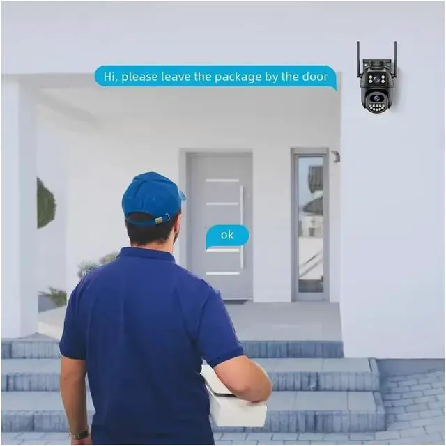 Alt view image 6 of 7 - 4K 8MP Dual Lens WiFi PTZ Security Camera, AI Human Detection, 4X Digital Zoom Outdoor Surveillance IP Cam(UK,10MP NO Card White)