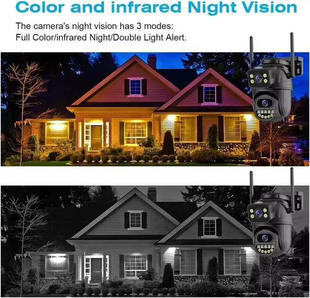 Alt view image 7 of 7 - 4K 8MP Dual Lens WiFi PTZ Security Camera, AI Human Detection, 4X Digital Zoom Outdoor Surveillance IP Cam(UK,10MP NO Card White)