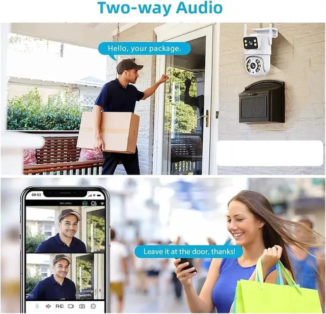 Alt view image 6 of 6 - 8MP 4K PTZ IP Camera Dual Lens 5X Zoom Night Vision Auto Tracking WiFi Surveillance Camera Security Protection(4MP with 128G Card)
