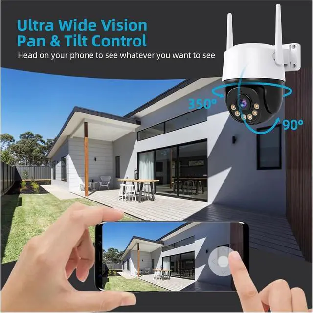 Alt view image 2 of 6 - 8MP 4K Auto-Tracking PTZ Camera 5MP Speed Dome, AI Smart Home Outdoor Security Camera with Real-Time Monitoring(1080P NO SD Card)