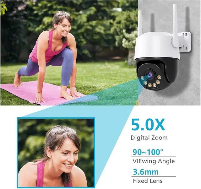 Alt view image 3 of 6 - 8MP 4K Auto-Tracking PTZ Camera 5MP Speed Dome, AI Smart Home Outdoor Security Camera with Real-Time Monitoring(1080P NO SD Card)