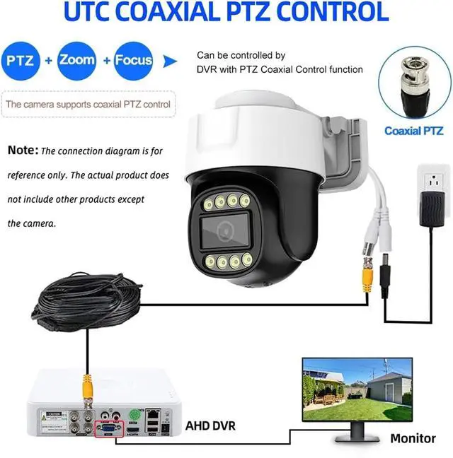 Alt view image 3 of 7 - CCTV 2MP AHD PTZ Camera Full Color Night Vision UTC Coaxial BNC Coax PTZ Control TVI CVI 4in1 Analog Security Cam