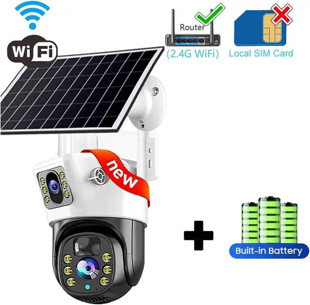 Alt view image 2 of 7 - 4G SIM Card Solar Camera WiFi Outdoor HD Night Vision IP CCTV Surveillance IP66 Waterproof PIR Humanoid Detection(WiFi CCTV No Card)