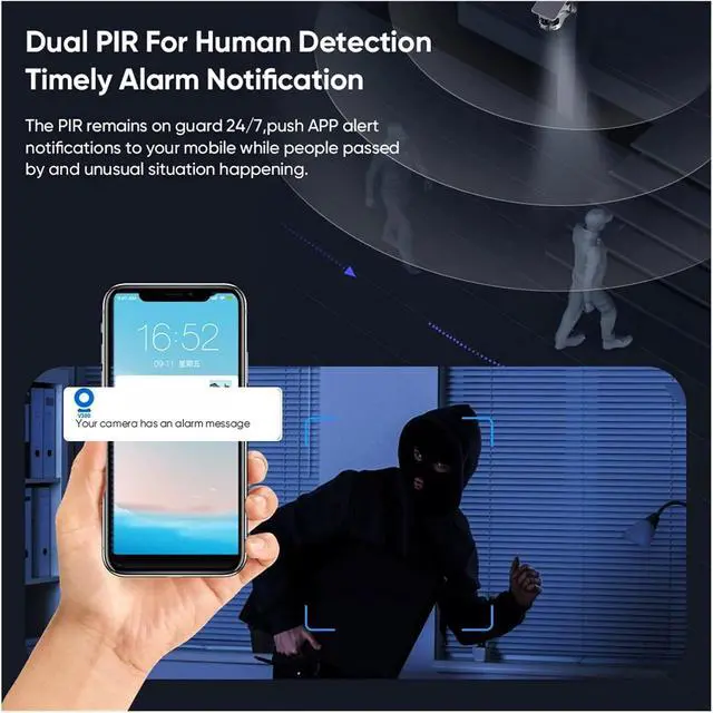 Alt view image 5 of 7 - 4G SIM Card Solar Camera WiFi Outdoor HD Night Vision IP CCTV Surveillance IP66 Waterproof PIR Humanoid Detection(WiFi CCTV No Card)