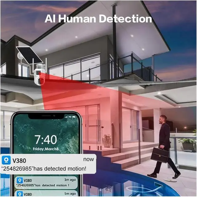 Alt view image 6 of 7 - 4G SIM Card Solar Camera WiFi Outdoor HD Night Vision IP CCTV Surveillance IP66 Waterproof PIR Humanoid Detection(WiFi CCTV No Card)