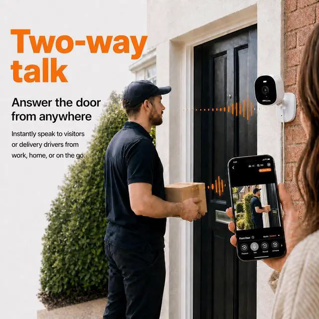 Alt view image 7 of 7 - AlfredCam Plus 2 Smart Home Security Camera 2.5K, WiFi 2.4 & 5GHz, Indoor/Outdoor, IP65 Waterproof, LED Spotlight, Two-Way Audio, Color Night Vision, Baby/Pet Cam, App Powered (100M+ downloads)