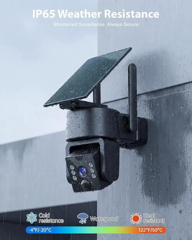 Alt view image 3 of 7 - 5G & 2.4G Wi-Fi Outdoor Camera Wireless,Solar Security Cameras Wireless Outdoor, 2K 360° PTZ Camera, Solar/Battery Powered, PIR Human Detection, Color Night Vision,Two-Way Voice Calling, Alexa