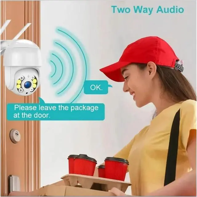 Alt view image 6 of 7 - 5MP PTZ WiFi Wireless Outdoor Security IP Camera, Supports 1080P Output, AI Human Detection, Built-in Audio, 4X Digital Zoom, P2P & RTSP Supported CCTV Surveillance Cam(UK Plug,5MP NO Card)
