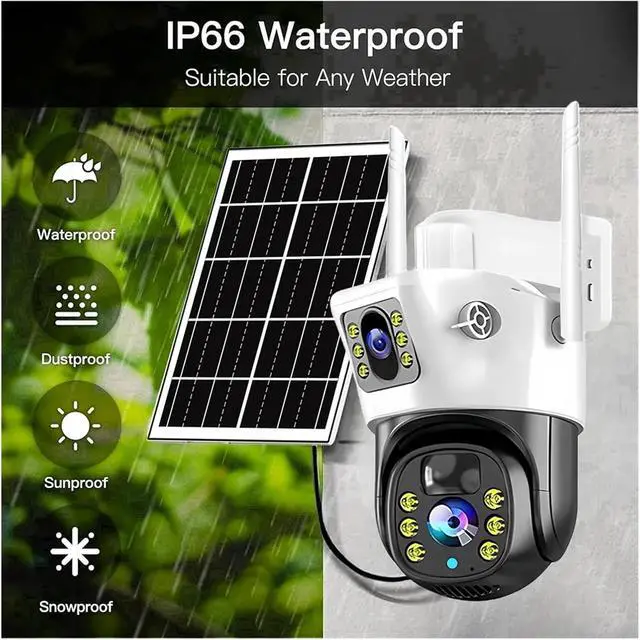 Alt view image 5 of 7 - Solar Camera WiFi 360 IP Camera 8MP CCTV Battery Cameras Outdoor Dual Lens Colour Night Vision Smart Home Security Surveillance(WiFi Cam 128G Card)