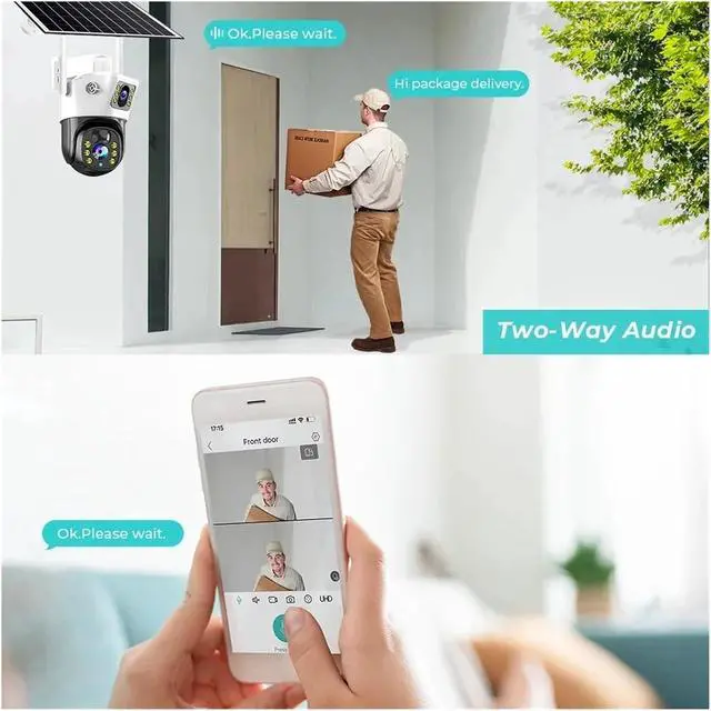 Alt view image 7 of 7 - Solar Camera WiFi 360 IP Camera 8MP CCTV Battery Cameras Outdoor Dual Lens Colour Night Vision Smart Home Security Surveillance(WiFi Cam 128G Card)
