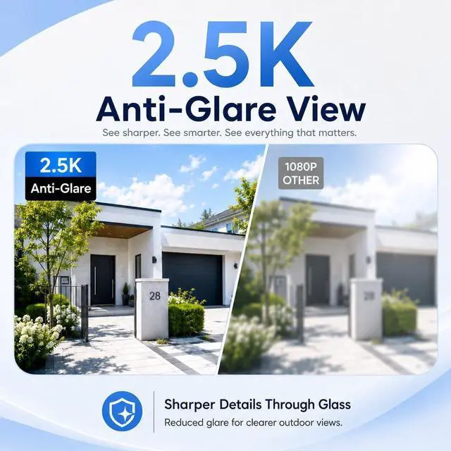 Alt view image 2 of 7 - SOIADV 2.5K Window Camera Wireless,No-Drill Install,2.4GHz & 5GHz WiFi Indoor Cameras for Home Security,AI Human Detection, 6s Pre-Roll, Battery Powered,4MP Color Night Vision,SD/Cloud