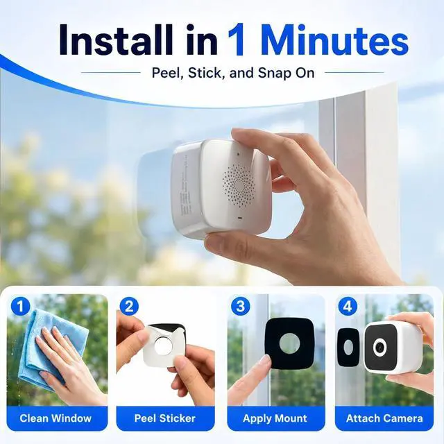 Alt view image 5 of 7 - SOIADV 2.5K Window Camera Wireless,No-Drill Install,2.4GHz & 5GHz WiFi Indoor Cameras for Home Security,AI Human Detection, 6s Pre-Roll, Battery Powered,4MP Color Night Vision,SD/Cloud