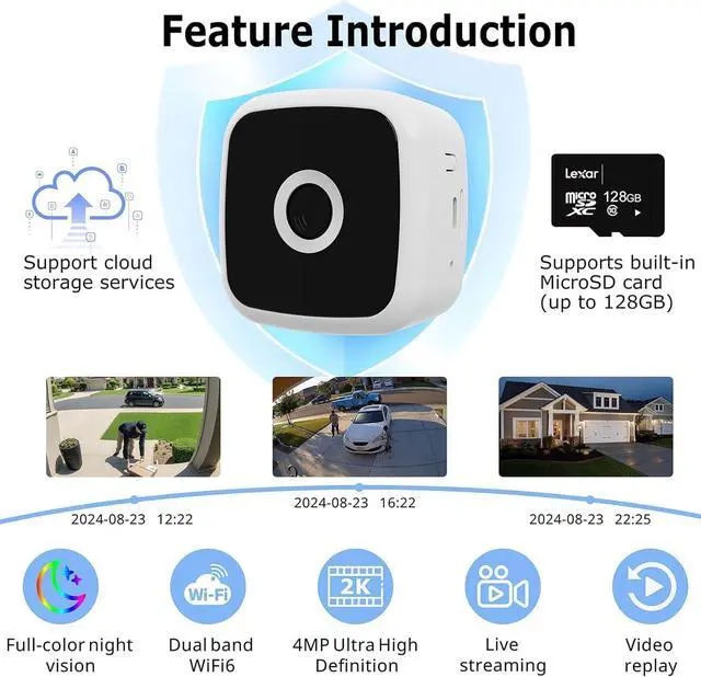 Alt view image 6 of 7 - SOIADV 2.5K Window Camera Wireless,No-Drill Install,2.4GHz & 5GHz WiFi Indoor Cameras for Home Security,AI Human Detection, 6s Pre-Roll, Battery Powered,4MP Color Night Vision,SD/Cloud