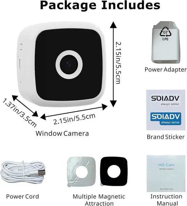 Alt view image 7 of 7 - SOIADV 2.5K Window Camera Wireless,No-Drill Install,2.4GHz & 5GHz WiFi Indoor Cameras for Home Security,AI Human Detection, 6s Pre-Roll, Battery Powered,4MP Color Night Vision,SD/Cloud