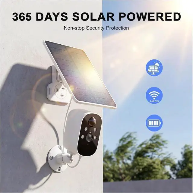 Alt view image 3 of 7 - 2K Solar Powered Outdoor Security Camera, 2.4G WiFi IP CCTV Camera with AI Human Detection, Waterproof & Night Vision Rechargeable Battery Surveillance Cam(100-240V AU Plug)