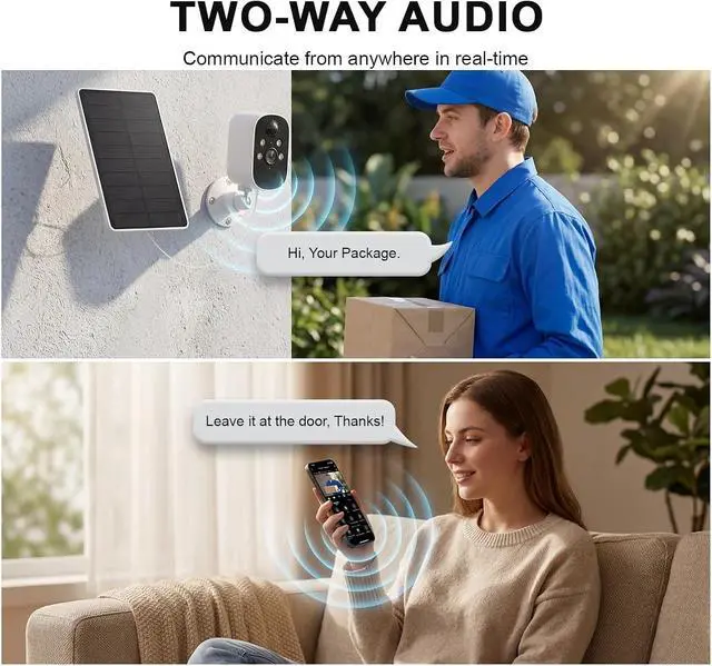 Alt view image 6 of 7 - 2K Solar Powered Outdoor Security Camera, 2.4G WiFi IP CCTV Camera with AI Human Detection, Waterproof & Night Vision Rechargeable Battery Surveillance Cam(100-240V AU Plug)