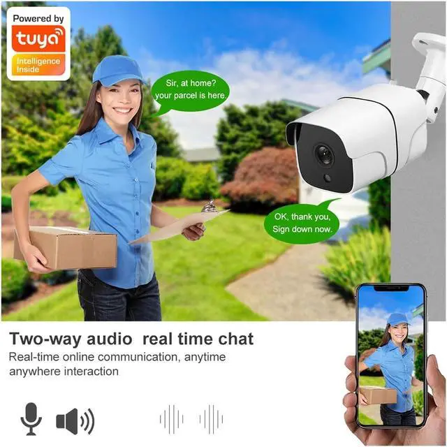 Alt view image 2 of 6 - Tuya 5MP WiFi IP Camera Outdoor CCTV Bullet Security Camera Ai Human Detect HD Color IR Night Vision Audio Surveillance(EU Plug,5MP NO Card)