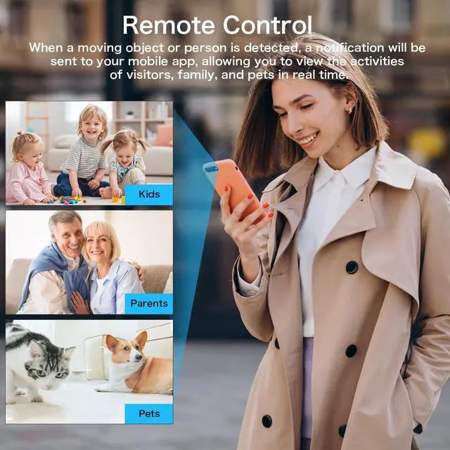 Alt view image 6 of 7 - Security Camera Wireless Charging 1080P HD Surveillance, 250° Wide-Angle Lens, Motion Detection Support; Ideal for Home Security and Baby/Pet Monitoring (Supports Dual-Band 2.4/5GHz)