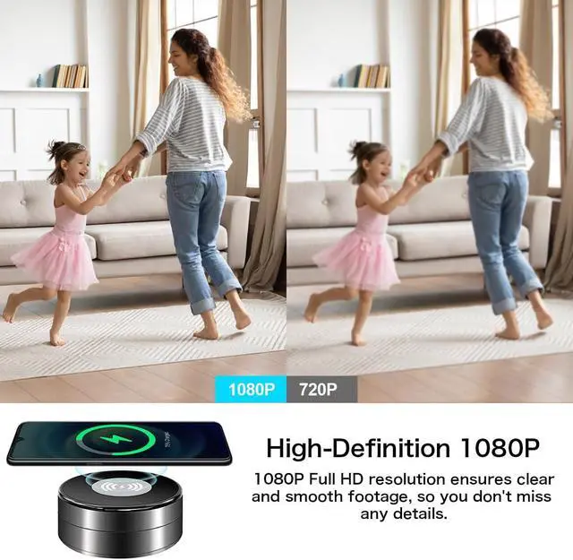 Alt view image 7 of 7 - Security Camera Wireless Charging 1080P HD Surveillance, 250° Wide-Angle Lens, Motion Detection Support; Ideal for Home Security and Baby/Pet Monitoring (Supports Dual-Band 2.4/5GHz)