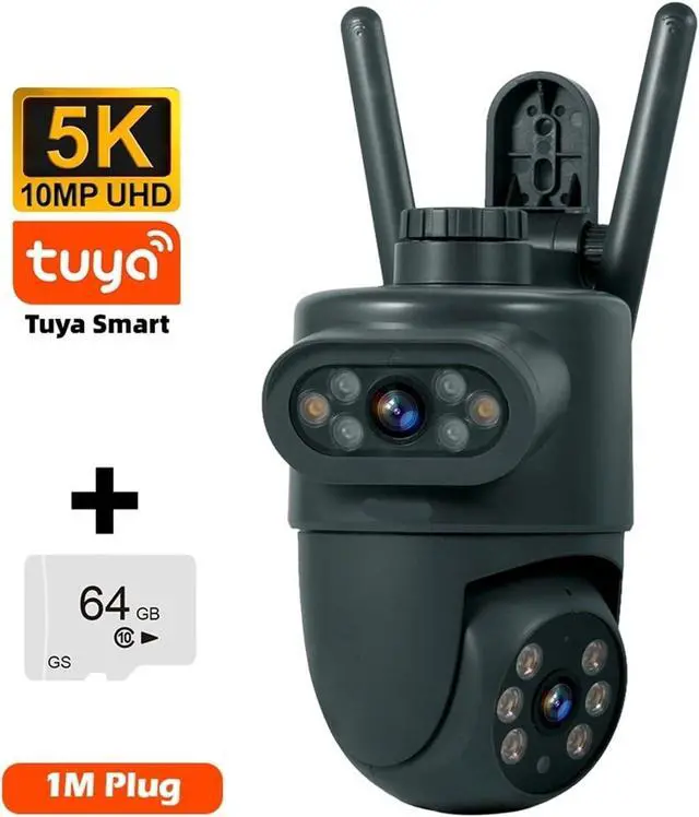 Alt view image 2 of 7 - 5K 10MP Dual Lens WiFi IP Security Camera Auto Tracking Outdoor Wireless CCTV Surveillance Camera(UK,Dual Lens Cam 64G)