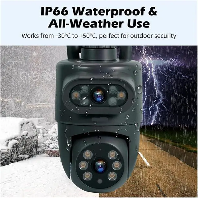 Alt view image 3 of 7 - 5K 10MP Dual Lens WiFi IP Security Camera Auto Tracking Outdoor Wireless CCTV Surveillance Camera(UK,Dual Lens Cam 64G)