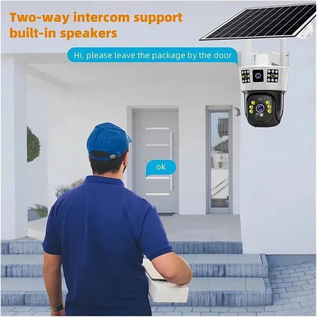 Alt view image 5 of 7 - V380Pro Camera 4G Sim 12MP 6K Triple Screen Solar CCTV Night Vision Security PTZ WiFi Home Protection Motion Detection Camera(WiFi Version cam,128G TF Card)