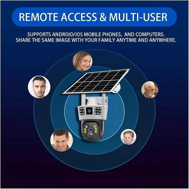 Alt view image 7 of 7 - V380Pro Camera 4G Sim 12MP 6K Triple Screen Solar CCTV Night Vision Security PTZ WiFi Home Protection Motion Detection Camera(WiFi Version cam,128G TF Card)