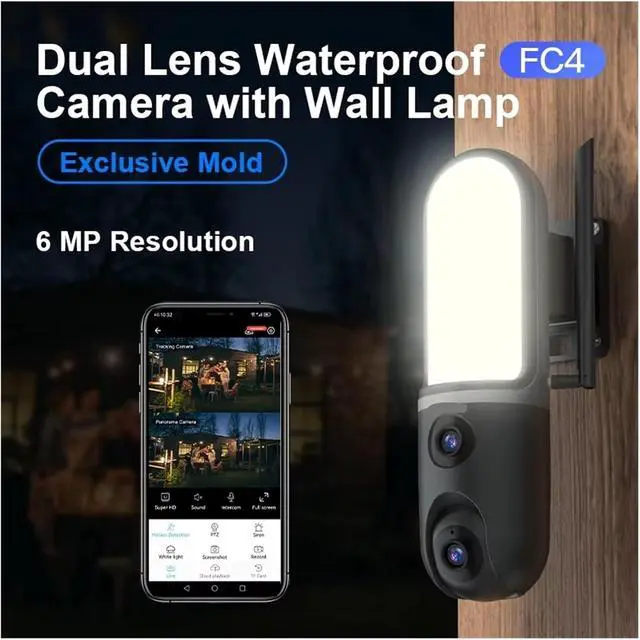 Alt view image 2 of 6 - 6MP Dual Lens Floodlight Dome IP Security Camera, Full Color Night Vision, AI Humanoid Detection Outdoor Surveillance Monitor for Courtyard & Street Light, Works with O-KAM APP