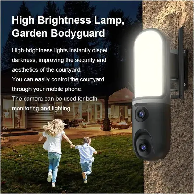 Alt view image 5 of 6 - 6MP Dual Lens Floodlight Dome IP Security Camera, Full Color Night Vision, AI Humanoid Detection Outdoor Surveillance Monitor for Courtyard & Street Light, Works with O-KAM APP