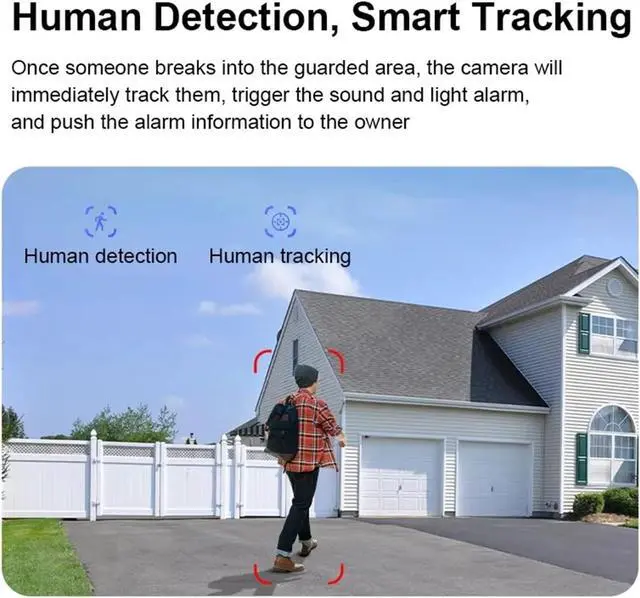 Alt view image 6 of 6 - 6MP Dual Lens Floodlight Dome IP Security Camera, Full Color Night Vision, AI Humanoid Detection Outdoor Surveillance Monitor for Courtyard & Street Light, Works with O-KAM APP
