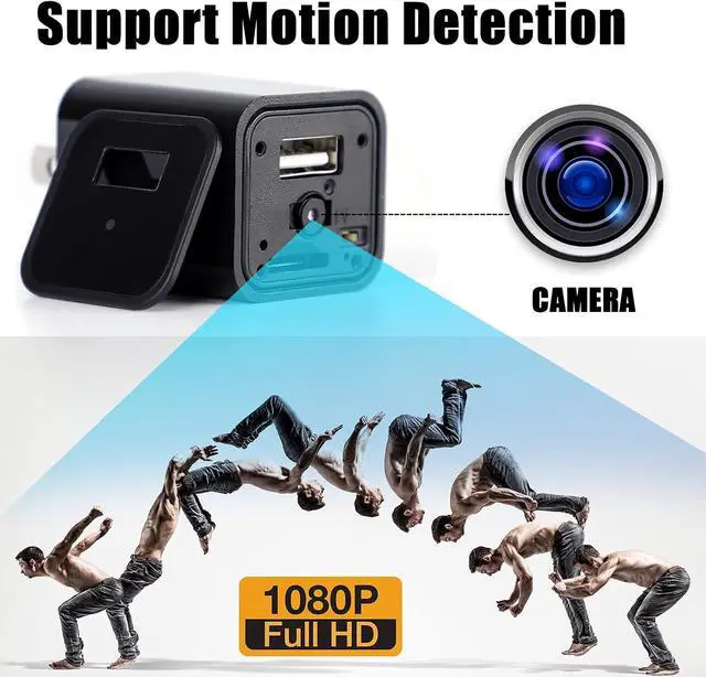 Alt view image 5 of 7 - Mini Camera USB Charger Full HD 1080P Video, Security Charger Cam for Home & Office Monitoring, Wall USB Camera with 32GB Micro SD Card