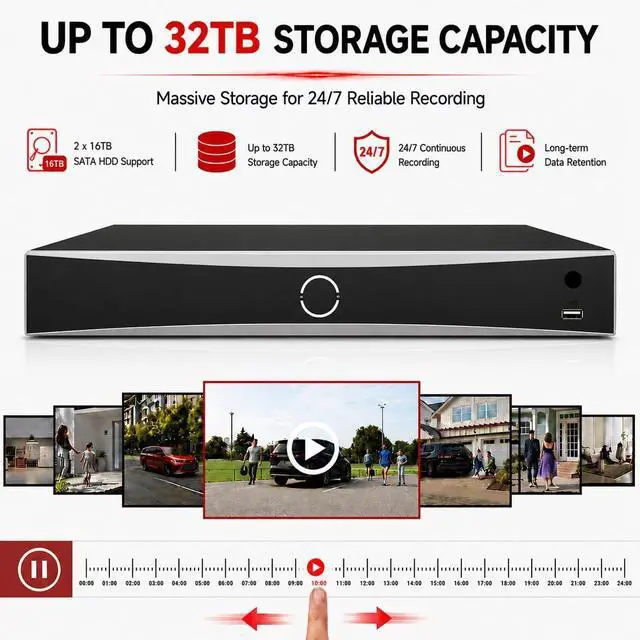 Alt view image 5 of 7 - DS-7616NXI-K2/16P 4K 16 Channel PoE NVR Network Video Recorder with AI Human & Vehicle Detection,160Mbps Bandwidth,12MP Decoding, H.265+,Support HDMI/VGA, ONVIF, Plug & Play (No Hard Drive)