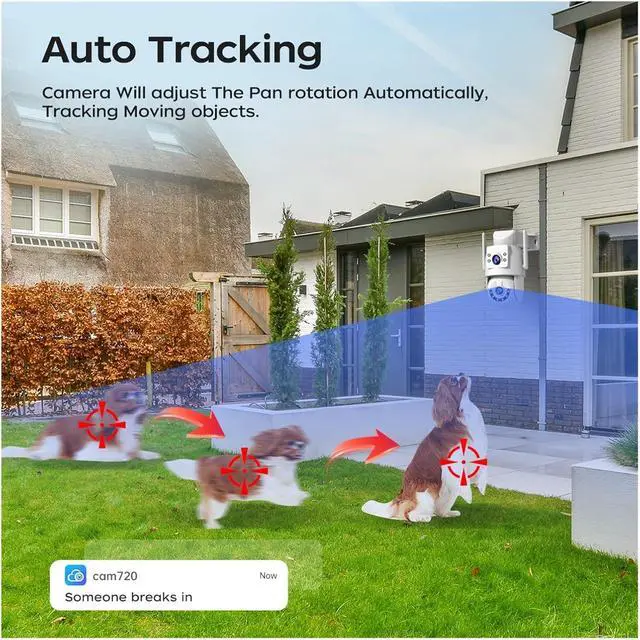 Alt view image 4 of 7 - 4K Dual Screen Outdoor 5G Wireless IP Security Camera, 5X Digital Zoom CCTV Surveillance Cam with AI Auto Tracking for Home Monitoring(UK,1/2.5'')