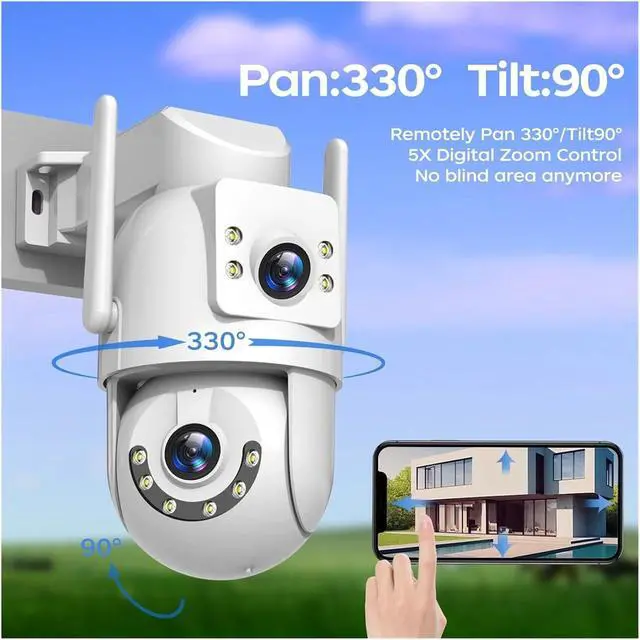 Alt view image 3 of 7 - 4K Dual Screen Outdoor 5G Wireless IP Security Camera, 5X Digital Zoom CCTV Surveillance Cam with AI Auto Tracking for Home Monitoring(UK,1/2.5'')