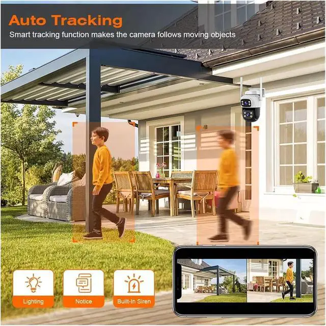 Alt view image 7 of 7 - 4K 8MP Outdoor PTZ Security Camera Dual Lens Dual Screen 5X Digital Zoom WiFi Human Detection Surveillance Cam(8MP Cam)
