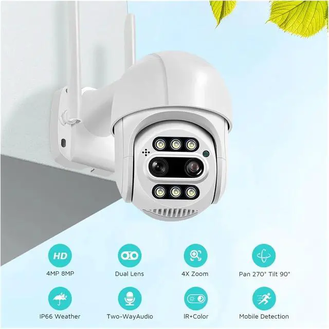 Alt view image 2 of 6 - 8MP 4MP 4K PTZ IP Camera 8X Zoom Dual Lens Human Detect CCTV Camera Outdoor CCTV WiFi Video Surveillance Camera(EU Plug,4MP)