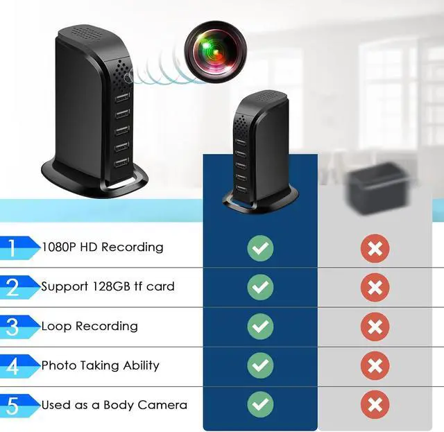 Alt view image 3 of 7 - WIFI USB Charger Hidden Spy Security Camera, Indoor Nanny Cam with Video