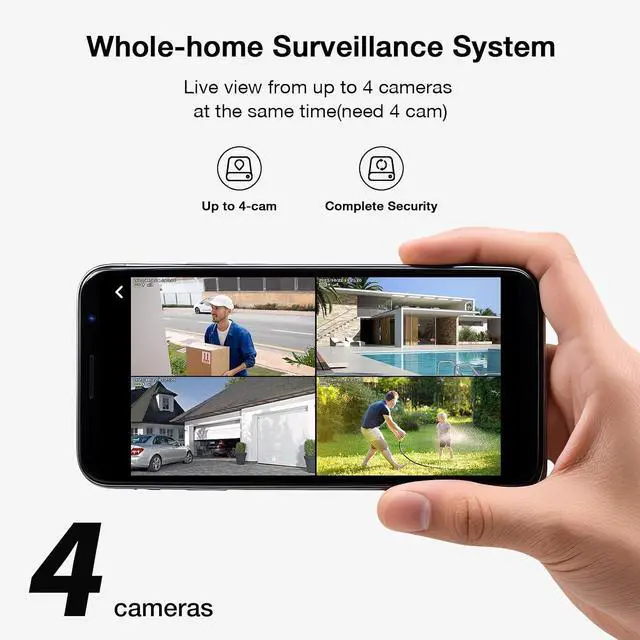 Alt view image 4 of 7 - SEHMUA- 4MP Security Cameras Wireless Outdoor Home System, 2-Cam Kit, No Subscription & Solar Powered, Local Storage, 360°PTZ Surveillance, Color Night Vision, 5GHz & 2.4GHz Router Compatible