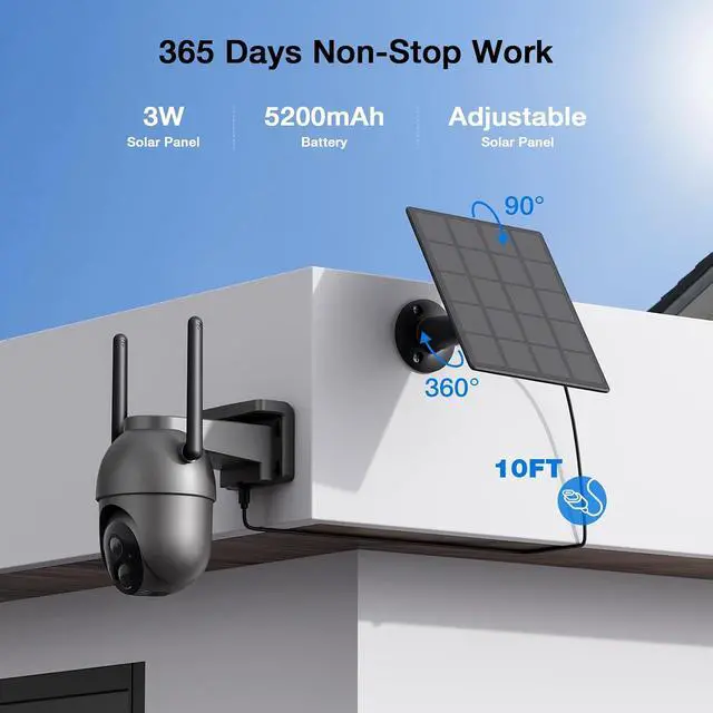 Alt view image 7 of 7 - SEHMUA- 4MP Security Cameras Wireless Outdoor Home System, 2-Cam Kit, No Subscription & Solar Powered, Local Storage, 360°PTZ Surveillance, Color Night Vision, 5GHz & 2.4GHz Router Compatible