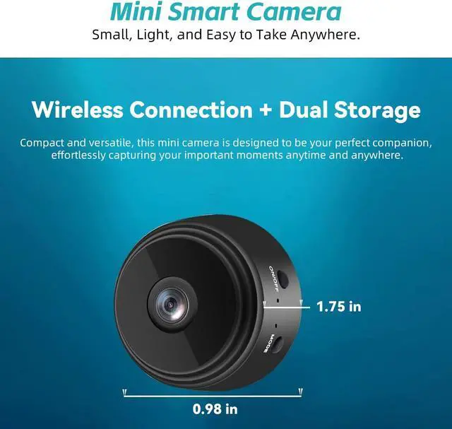 Alt view image 2 of 6 - Hidden Camera Mini Spy Camera 1080P WiFi, Wireless Pet Camera Indoor Security Cam with Night Vision, Motion Detection, Nanny Cam for Home Baby Monitor, TF Card Storage-Black