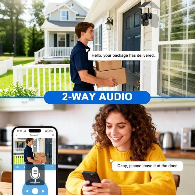 Alt view image 7 of 7 - Solar Security Cameras Wireless Outdoor, Triple Lens 360° View Home Camera