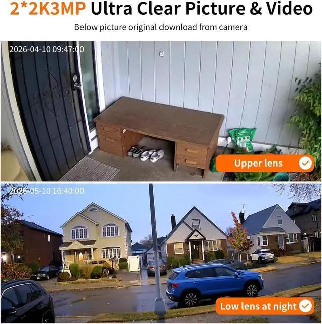 Alt view image 4 of 7 - Solar Camera Outdoor Wireless, Dual Lens Security Camera for Home & Farm, Light Alarm & Color Night Vision, Outdoor Camera Two-Way Audio (1 Pack)