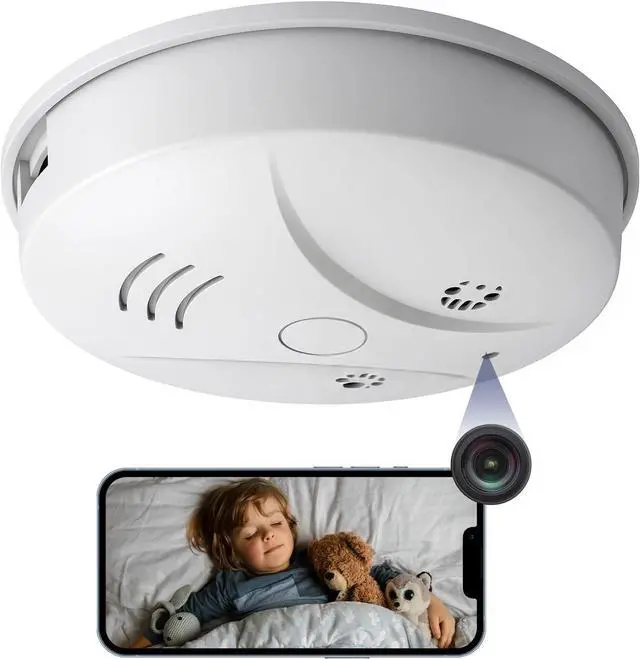 Main image of Hidden Spy Smoke Detector Camera, Indoor Wireless Nanny Cam