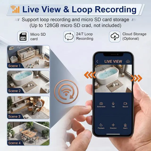 Alt view image 5 of 7 - Hidden Spy Smoke Detector Camera, Indoor Wireless Nanny Cam