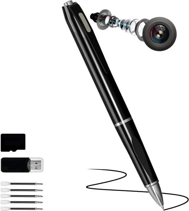 Main image of 1080P Mini Pen Camera 64GB, All-in-One Writing Pen, Portable Pocket Video Recorder, Small Body Cam with Loop Recording, Rechargeable, for Travel/Meeting/Classroom/Personal Safety