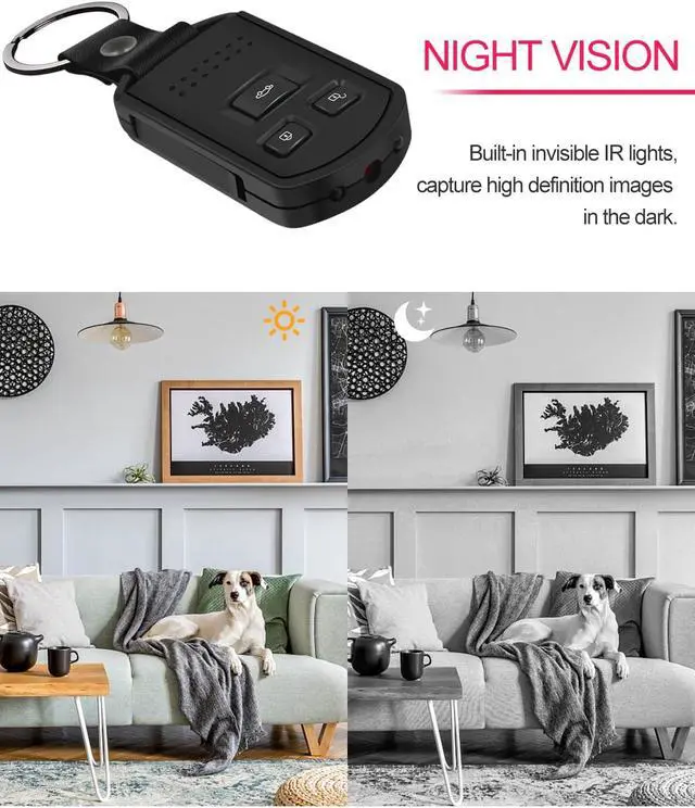 Alt view image 3 of 7 - Hidden Camera Spy Camera,1080p Hidden Cameras Car Key for Video and Photos,Motion Detection Night Vision Portable Keychain Spy Cam Mini Secret Camera Video Recorder-No Audio NO WiFi