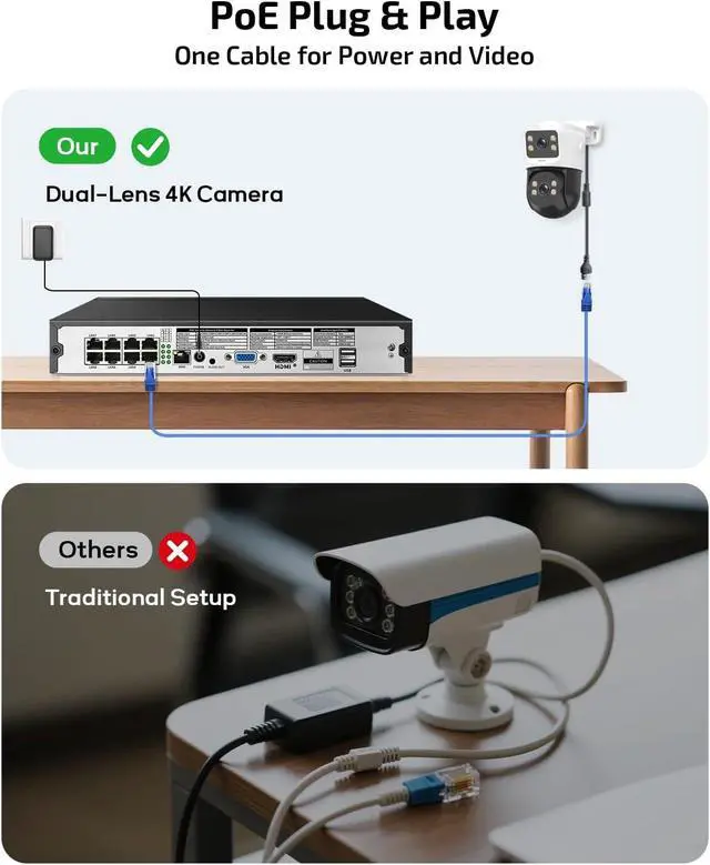 Alt view image 7 of 7 - 4K PoE Security Camera System Outdoor, PTZ Wired Video Surveillance Systems