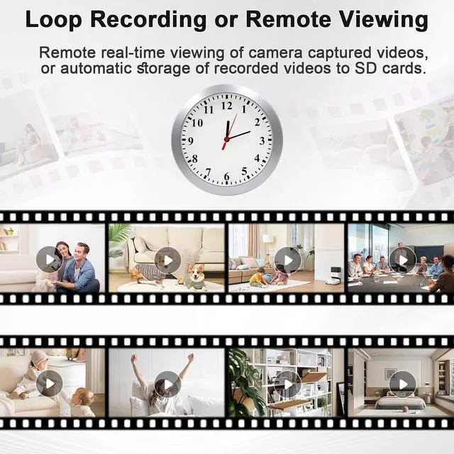 Alt view image 4 of 7 - WiFi Security Camera, Hidden Camera Clock, Spy Camera with Motion Detection, Remote Viewing and App Control, 1080P Mini Nanny Cam for Indoor Baby, Pet, Elderly Surveillance