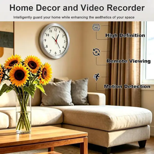 Alt view image 5 of 7 - WiFi Security Camera, Hidden Camera Clock, Spy Camera with Motion Detection, Remote Viewing and App Control, 1080P Mini Nanny Cam for Indoor Baby, Pet, Elderly Surveillance